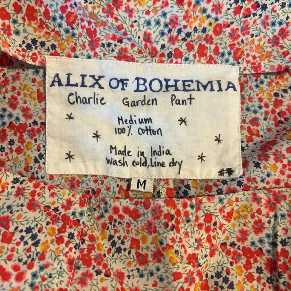 NWOT ALIX OF BOHEMIA Charlie Garden Pant Floral Print 100% Cotton Size Medium - Picture 6 of 9